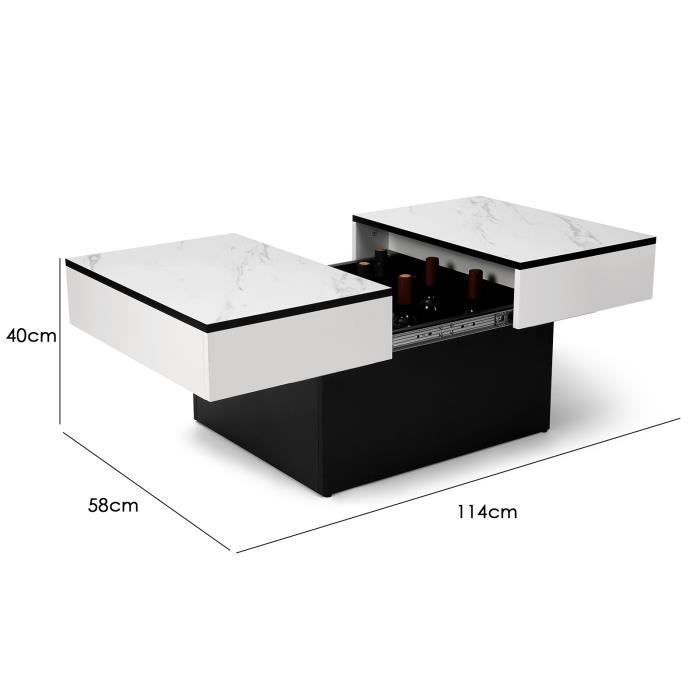 Table Basse - VOWNER -Bureau Extensible - avec 2 Espaces de Rangement ...