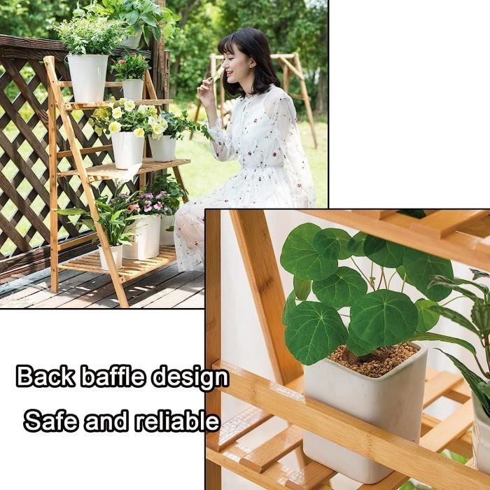 Support De Plante Suspendu À 3 Niveaux En Bambou, Étagère De Plante D'échelle Extérieure, Étagères De Jardinière Organisateur De Pot De Fleur Présentoir Étagère De Plantes Étagère Pour Balco