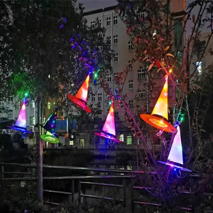 Lampe Veilleuse Chapeau De Sorcière Magique - Résine LED, Lumière Douce - Décoration Halloween Ou Chambre Enfant
