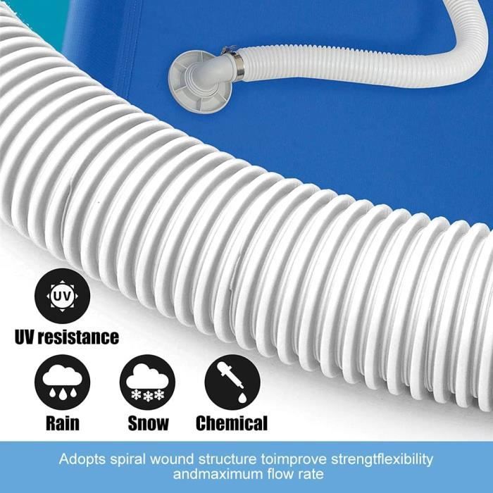 Tuyau de Piscine, Tuyau De Rechange De Piscine de 62 mm, Tuyau pour Pompe de Piscine avec Clips