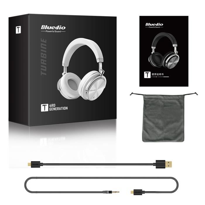 Bluedio T4 Turbine Casque Bluetooth et filaire Annulation Active du Bruit Pivotant Circum Auriculaire avec Microphone Blanc Cdiscount TV Son Photo