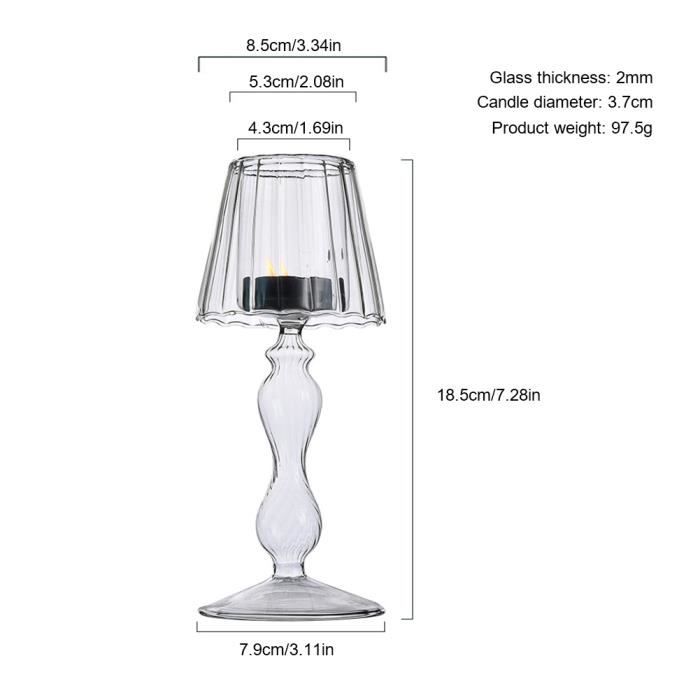 3 Lampes à Huile En Verre Borosilicate - Bougeoirs Vintage - Décoration Mariage, Maison - 23-30cm