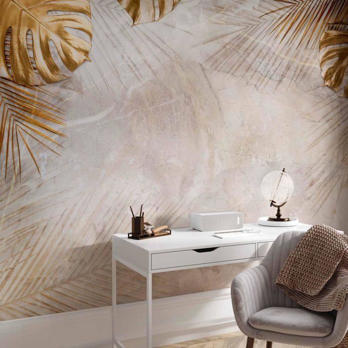 Papier Peint Panoramique Plantes or 350x256 cm Décoration murale ...