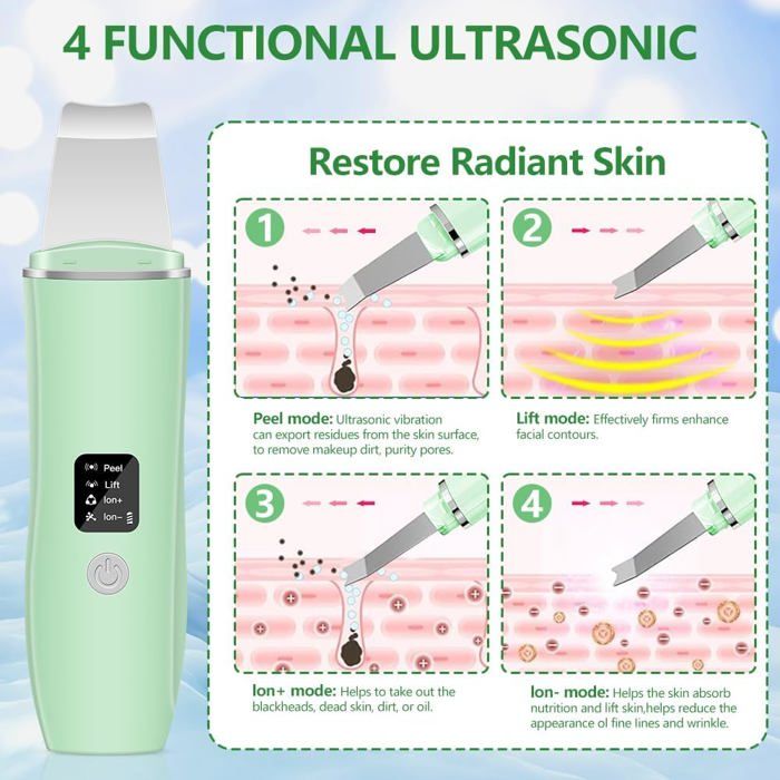 Nettoyant Visage à Ultrasons 6 En 1 - Vitesses Réglables Pour Tous Types De Peau - Neuf