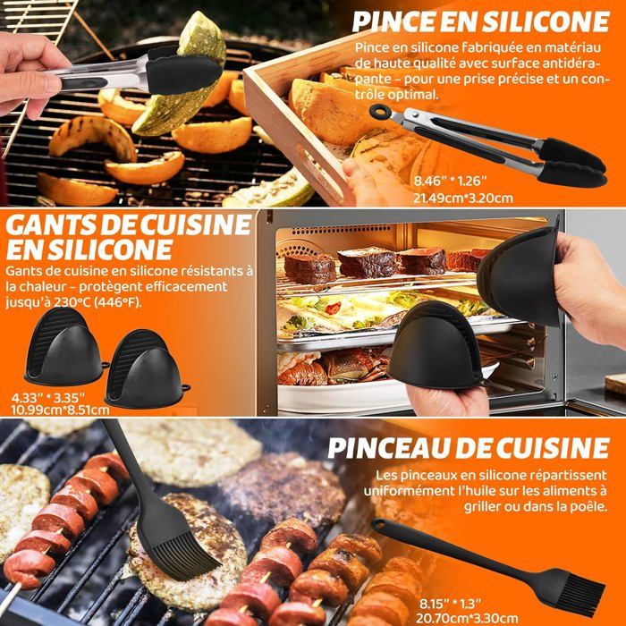 HAUXEL Accessoires Pour Friteuse À Air Pour Ninja Air Fryer Double Stack XL SL400EU 9,5 L, Moules En Silicone Sur Mesure Compatibles Avec Cosori Dual Zone 8,5 L,lot De 2 Réutilisables, Noir