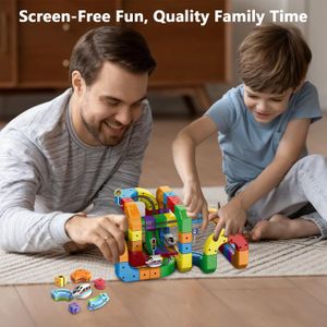 Circuit De Train électrique Clickrail – 123 Pièces, Blocs Cube Klickrail, Piste 3D, Chargement USB, Dès 3 Ans
