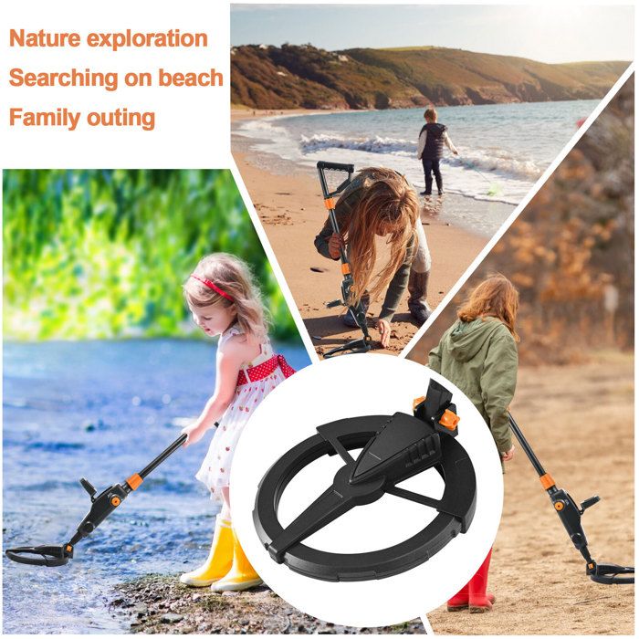 Détecteur de Métaux pour Enfants, IP68 Léger Détecteur de Métaux avec écran LCD et Indication Sonore, équipé d'une Bobine de Recherche étanche pour Enfants (livré avec Un Sac à Dos et Une