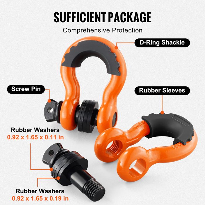 Lot de 4 manilles en U allongées en acier inoxydable pour élingues en U, boucles de levage pour