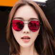 SHARPHY® Lunette de soleil femme marque de luxe ronde rouge-0