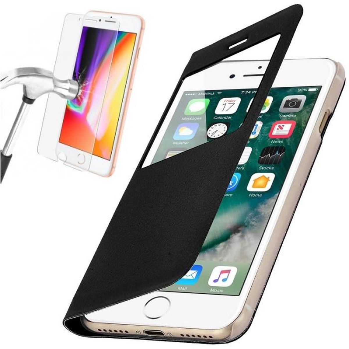Étui Rabat Silicone Pour IPhone 6 - Coque De Protection Avec Film écran Offert - Transparent Ou Coloré