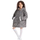 FREOSEN Plaid à Capuche Enfant Plaid Pull Couverture Canapé Polaire avec Manche Garçons Filles avec Poches Portables TV Hiver 70cm Gris