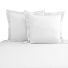 100% coton Lot de 2 taies d'oreiller 65x65 Blanc avec cadre de 5 cm, satin de coton mercerisé 400 fils - Pizuna
