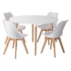 HAPPY GARDEN Ensemble table ronde 120cm MARTHA et 4 chaises NORA blanc