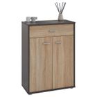 IDIMEX Buffet salle à manger CALAIS L 60 cm coloris chêne sonoma avec 2 portes bahut bas meuble de rangement style moderne