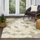 SURYA Tapis de Salon à Poils Courts Doux Scandinave Moderne UNITY 160x220cm Blanc/Jaune