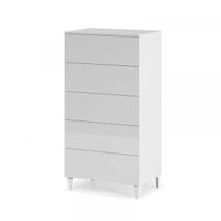 Commode 5 tiroirs Blanc - CHORA - Bois - L 61 x l 40 x H 117 cm