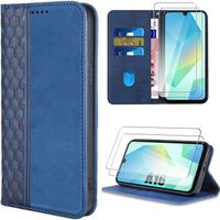 Coque de protection - BOOLING - Samsung Galaxy A16 4G/5G - Synthécuir Mosaïque - Bleu Marine - Antichoc