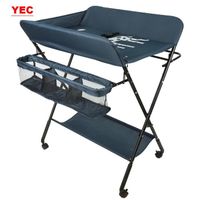 Table à Langer Pliante YEC - Bleu - Support Renforcé - Portable - Ceinture de Sécurité