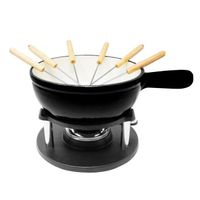 Service à fondue - Klarstein Holsten - en fonte - 1,5 litre - 6 fourchettes - Compatible avec toutes plaques de cuisson - Noir