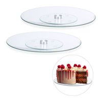 2 x Tortenplatte, 360º drehbar, ∅ 30 cm, zum Servieren & Dekorieren, Kuchen, runder Drehteller, Glas, transparent