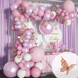 Carton à thème papillon KT pour décoration de fête, rose, or, violet, fête  d'anniversaire, toile
