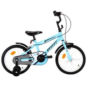 VÉLO ENFANT Vélo pour enfants 16 pouces - Noir et bleu - Acier
