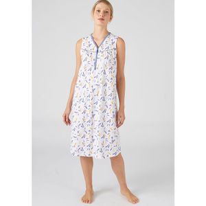 Chemise De Nuit Femme Aseniza - Coton 95% - Col En V Sans Manches - Taille S à 3XL