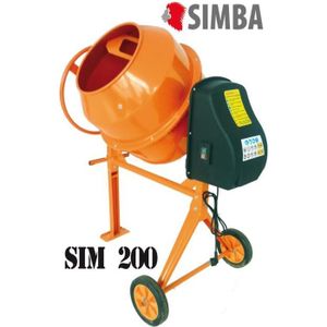 BÉTONNIÈRE Bétonnière électrique SIMBA SIM 200 200L 850W 230V - Bétonnière Cement Mixer Modèle 200 SIM