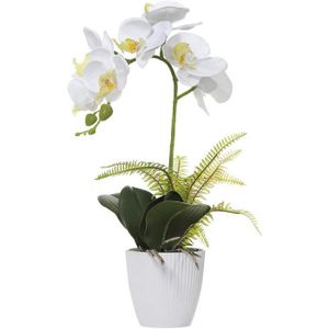 FLEUR ARTIFICIELLE Olrla Blanc Artificielle orchidée phalaenopsis Bonsai avec Vase en céramique de soirée de Mariage Jardin décoration d'intérieur 283