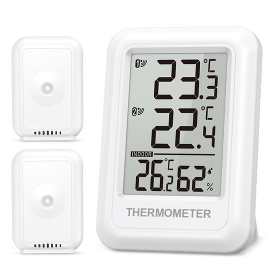 Thermomètre Numérique Sans Fil – Intérieur/Extérieur – 2 Capteurs – Station Météo
