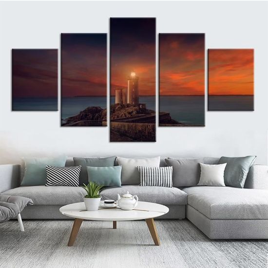 Tableau Toile 16x20 – Phare – Décoration Murale Nautique Bleu – NEUF