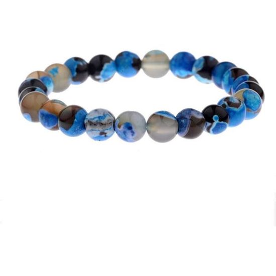Lot De 4 Bracelets Homme En Pierres Naturelles (lave, Onyx, Turquoise) - 8 Mm, Extensible, Cadeau - 13