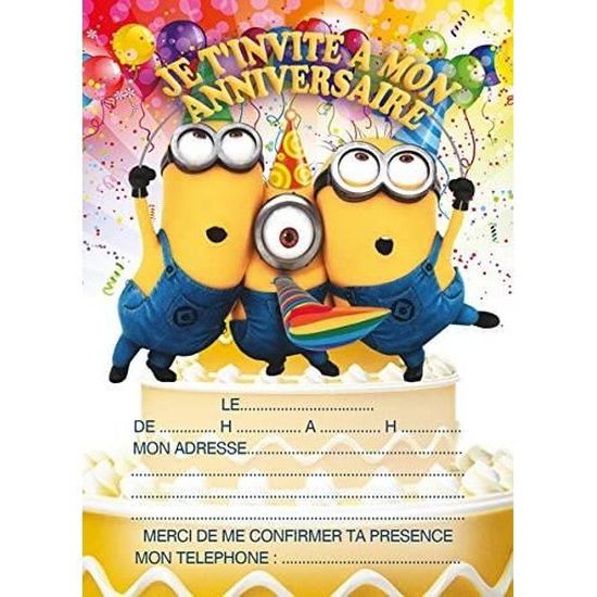 10 Cartes Invitation Anniversaire Minions Avec Des Enveloppes Blanches 372 Cdiscount Beaux Arts Et Loisirs Creatifs 10 Cartes Invitation Anniversaire Minions Avec Des Enveloppes Blanches 372 Cdiscount Beaux Arts Et Loisirs Creatifs