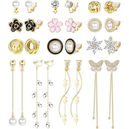 Boucles d'oreilles pendantes à clip avec perles vintage des années 1980 - France