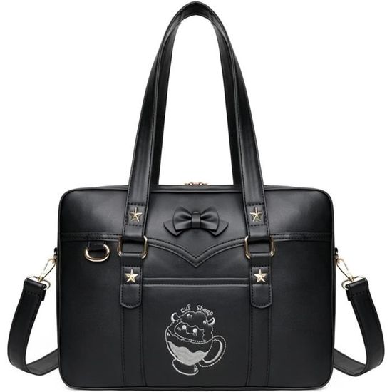 Sac à Bandoulière Kawaii Ita Mignon Avec Pendentif - Sac École Japonais Pour Adolescentes, Noir