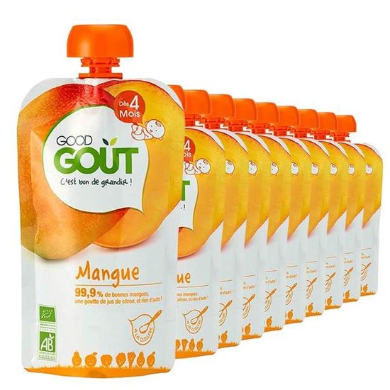 Good Goût BIO Gourde de Purée de Fruits Mangue dès 4 Mois 120 g