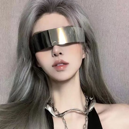 Behone Lunettes De Soleil Futuristes Argentées – Lunettes Alien Cyclops Drôles Pour Halloween, Cosplay Et Photobooth, Modèle Argent Métallisé
