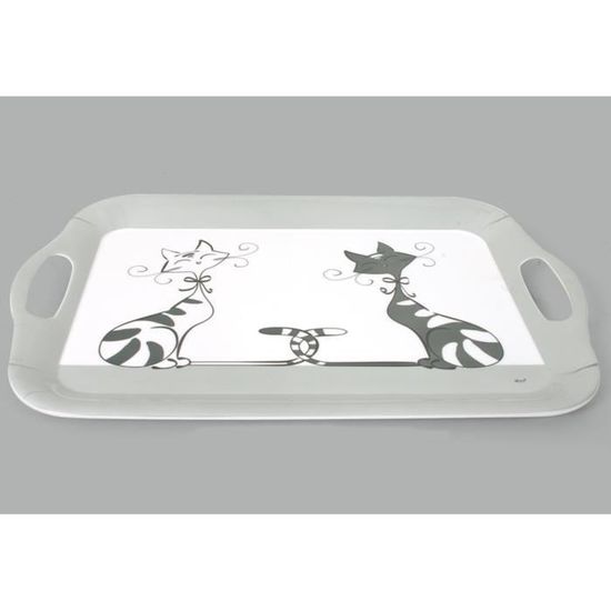 Grand Plateau Mélamine Motif Chat Caché Dans Une Plante - 24x38 Cm, Micro-ondes Et Lave-vaisselle (KIUB)