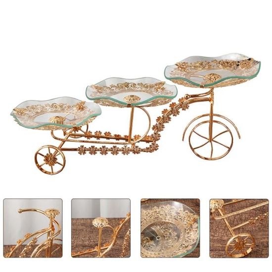 Vélo Design Verre Plaque de fruits de luxe Plateau de dessert de avec étagère assiette service de table