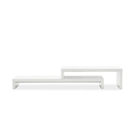 Meuble TV - TEMAHOME - CLIFF - Blanc laqué - Style scandinave et moderne - Porte et tiroir
