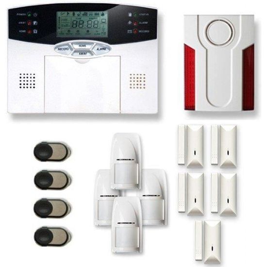 Alarme maison sans fil 4 à 5 pièces MN mouvement + intrusion + sirène extérieure - Compatible Box