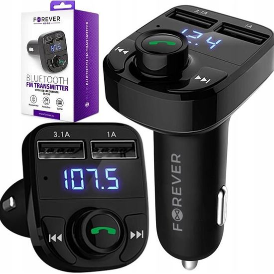 Adaptateur Voiture Usb Transmetteur FM Bluetooth Voiture - Charge Rapide USB /Type-C - Appels Mains Libres - Écran LED RGB Mains Libres Voiture