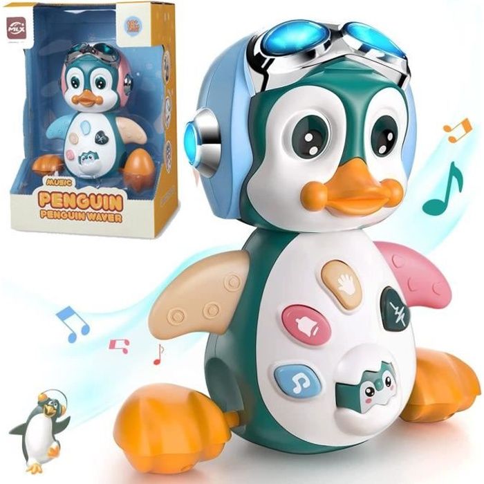 Jouet Musical Bébé Jouets Rampants avec Musique et lumières Jouet Pingouin Jouet d éveil pour Enfant 1 2 3 Ans