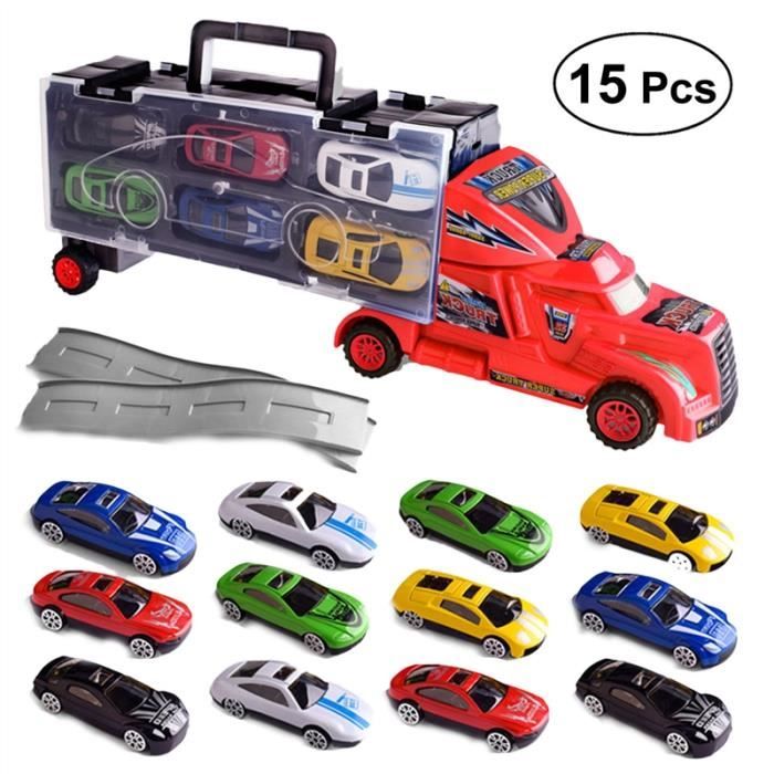 15pcs jouet camion transport de voiture transporteur jouet mini voitures transporteur modèle de véhicule enfants jouet (couleur