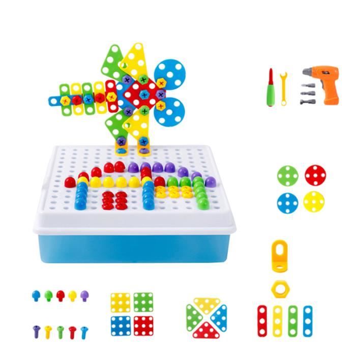 Blocs de construction 193pcs perceuse Électrique bricolage vis jouet outil kit en plastique jigsaw mosaïque conception
