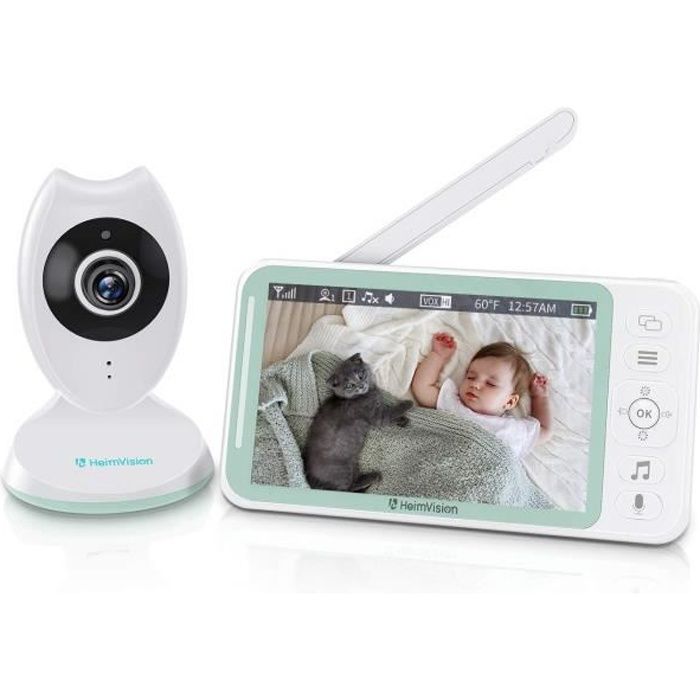 Bébé Moniteur sans fil 4,3- LCD Ecoute Bébé Camera Surveillance Nocturne + Interphone Video Babyviewer Babyphone HeimVision HM132