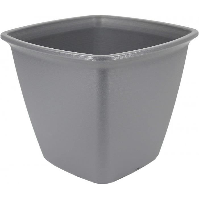, Pot De Fleur Carré À Réserve D'Eau - Square Plant Pot - 360, Plastique, Gris, Grand, 36 X 36 X 30 Cm- Taille: Grand Version: Gris