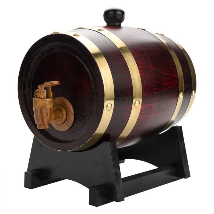 RIN 1,5 L Tonneau de Vin en Bois de Chêne Rétro Stockage de Vins Pratique Durable