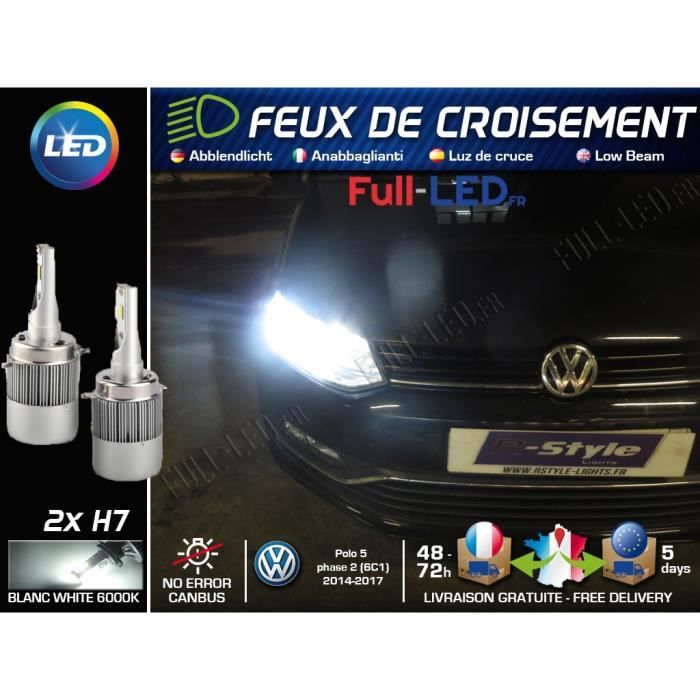 Ampoules LED H7 - Spécial Volkswagen Polo 5 Facelift (6C1) - Feux de croisement