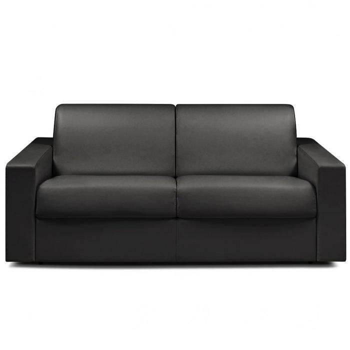 Canapé convertible NIGHT rapido 120 cm matelas 14 cm polyuréthane noir noir cuir recyclé Inside75